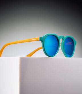 CORINZIO MATTE TEEL/YELLOW ORANGE - LIGHT BLUE LENS