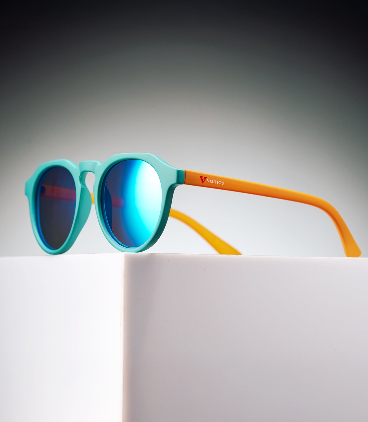 CORINZIO MATTE TEEL/YELLOW ORANGE - LIGHT BLUE LENS